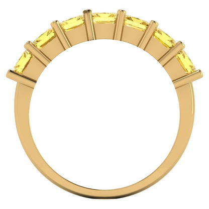1.75 cttw Natural Citrine Princess Cut Yellow Gold Eternity Wedding Band