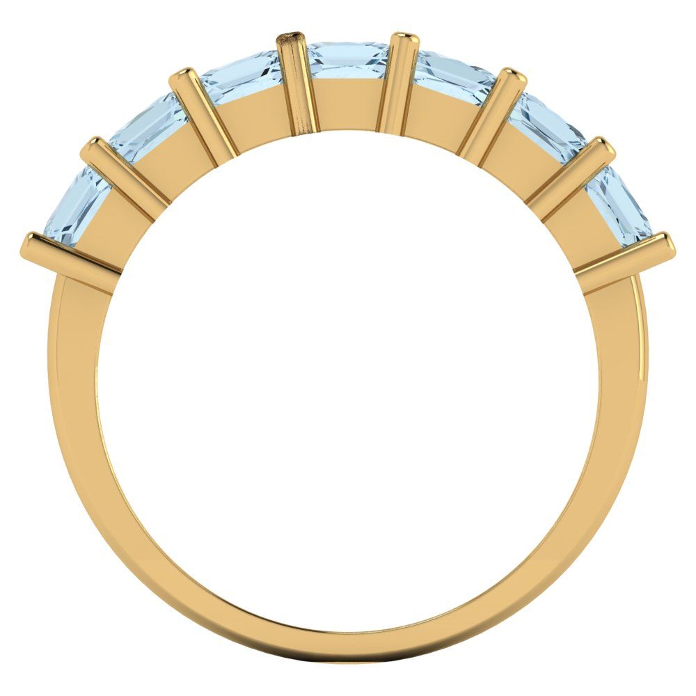 1.75 cttw Simulated Blue Diamond Princess Cut Yellow Gold Eternity Wedding Band