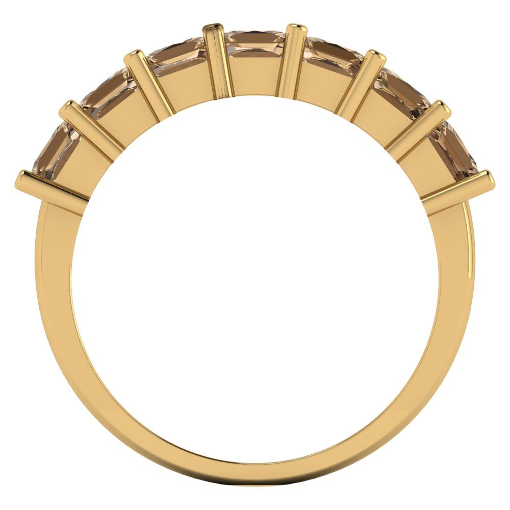 1.75 cttw Simulated Champagne Diamond Princess Cut Yellow Gold Eternity Wedding Band