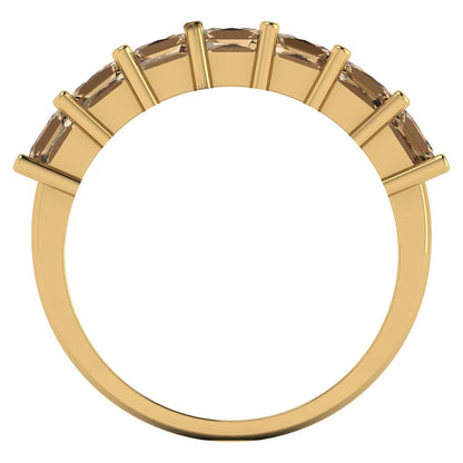 1.75 cttw Simulated Champagne Diamond Princess Cut Yellow Gold Eternity Wedding Band