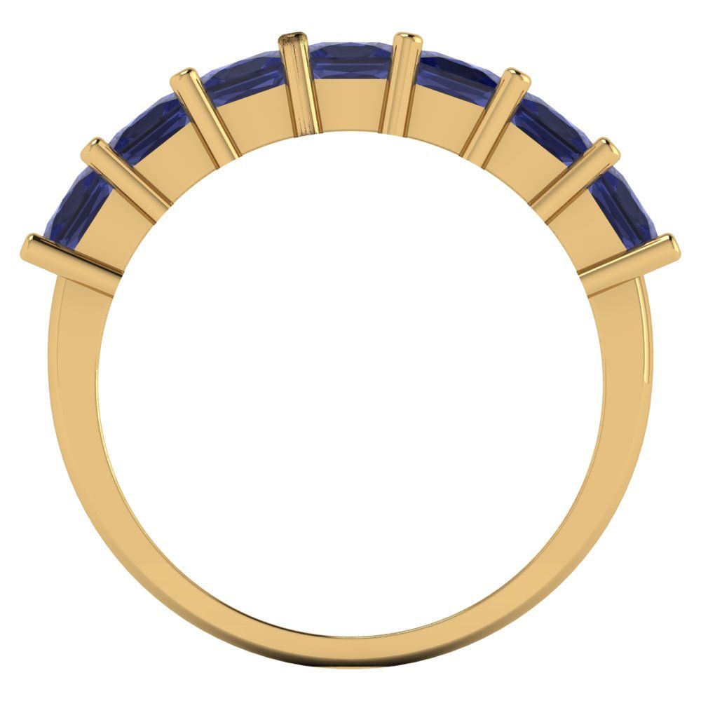 1.75 cttw Simulated Tanzanite Princess Cut Yellow Gold Eternity Wedding Band
