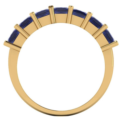 1.75 cttw Simulated Tanzanite Princess Cut Yellow Gold Eternity Wedding Band