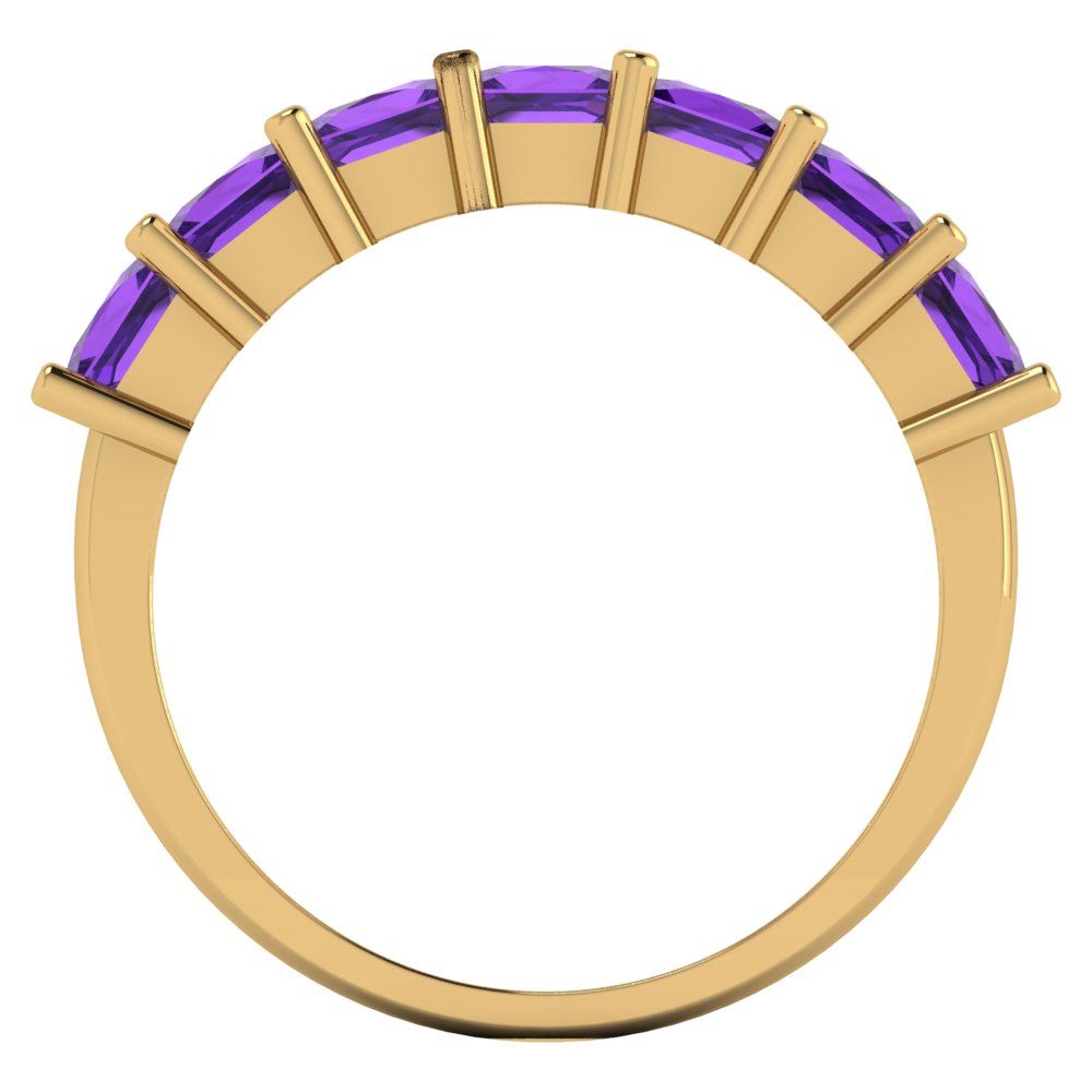 1.75 cttw Natural Amethyst Princess Cut Yellow Gold Eternity Wedding Band