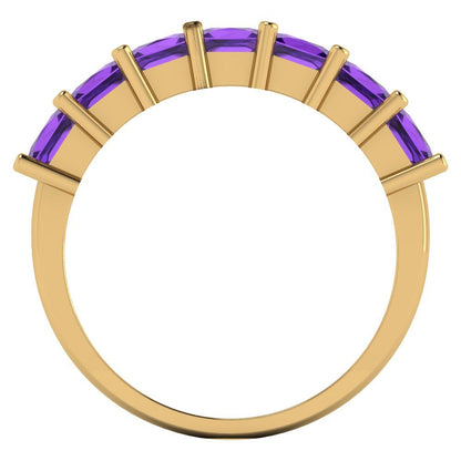 1.75 cttw Natural Amethyst Princess Cut Yellow Gold Eternity Wedding Band