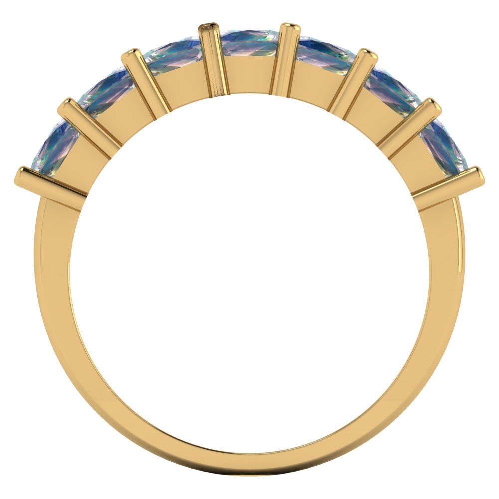 1.75 cttw Blue Moissanite Princess Cut Yellow Gold Eternity Wedding Band