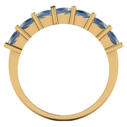 1.75 cttw Blue Moissanite Princess Cut Yellow Gold Eternity Wedding Band