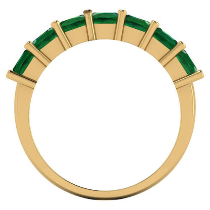 1.75 cttw Simulated Emerald Princess Cut Yellow Gold Eternity Wedding Band