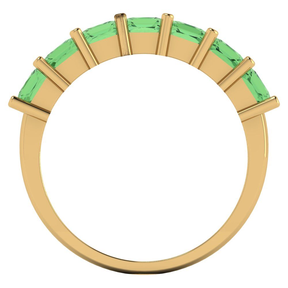 1.75 cttw Simulated Green Diamond Princess Cut Yellow Gold Eternity Wedding Band