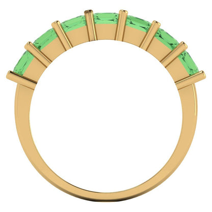 1.75 cttw Simulated Green Diamond Princess Cut Yellow Gold Eternity Wedding Band