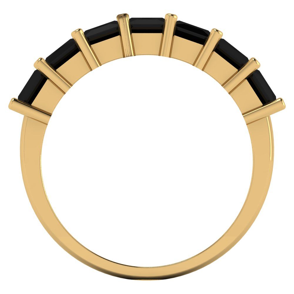 1.75 cttw Natural Onyx Princess Cut Yellow Gold Eternity Wedding Band