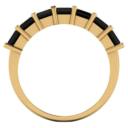 1.75 cttw Natural Onyx Princess Cut Yellow Gold Eternity Wedding Band