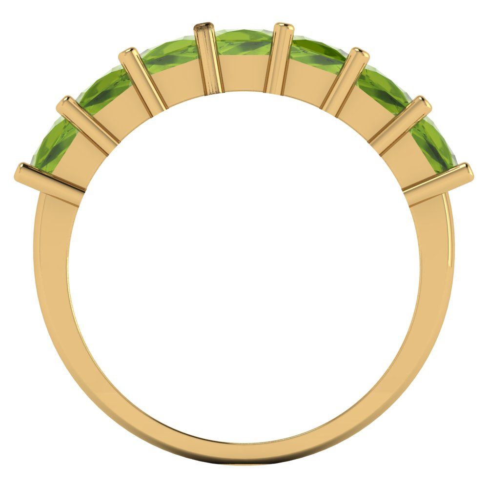 1.75 cttw Natural Peridot Princess Cut Yellow Gold Eternity Wedding Band