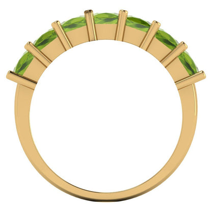 1.75 cttw Natural Peridot Princess Cut Yellow Gold Eternity Wedding Band