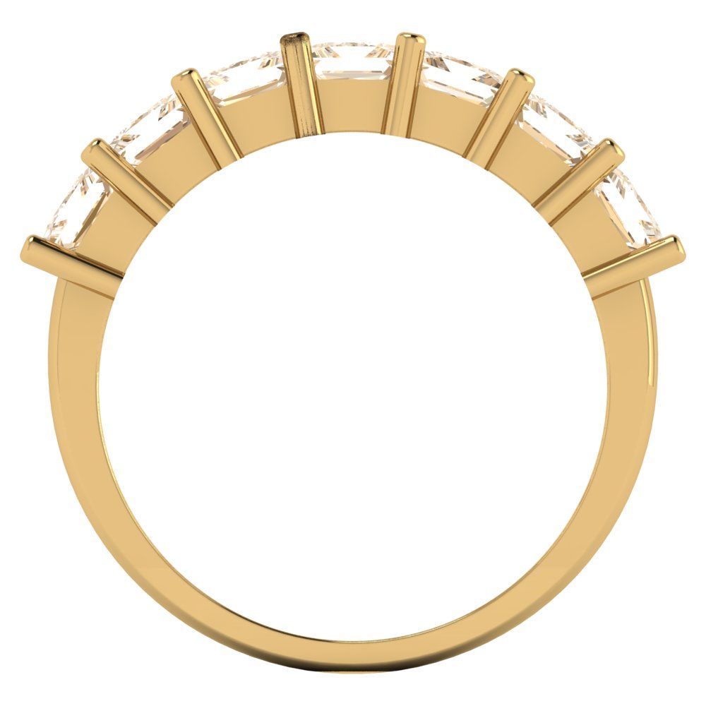 1.75 cttw Natural Morganite Princess Cut Yellow Gold Eternity Wedding Band