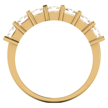 1.75 cttw Natural Morganite Princess Cut Yellow Gold Eternity Wedding Band