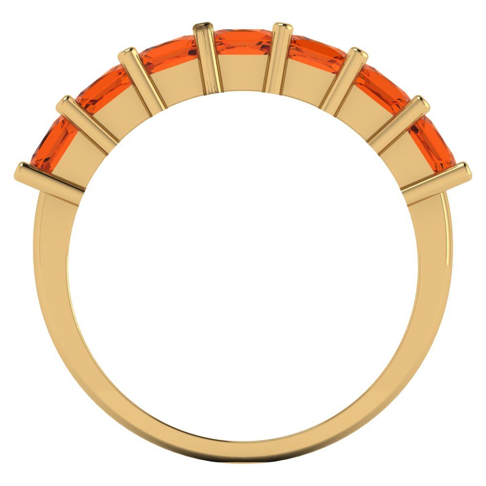 1.75 cttw Simulated Red Diamond Princess Cut Yellow Gold Eternity Wedding Band