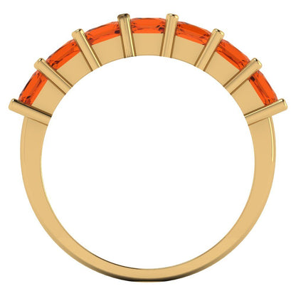 1.75 cttw Simulated Red Diamond Princess Cut Yellow Gold Eternity Wedding Band