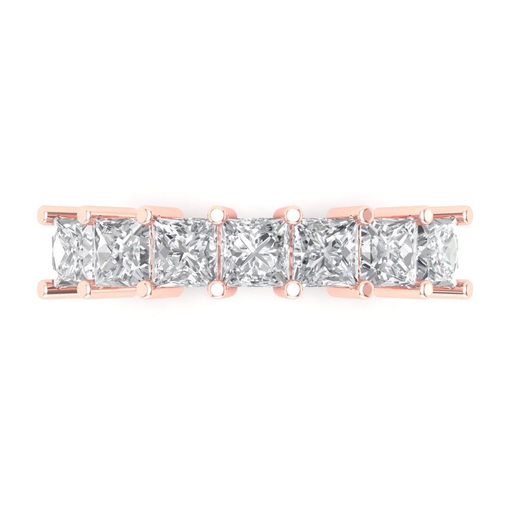 1.75 cttw Simulated Diamond Princess Cut Rose Gold Eternity Wedding Band