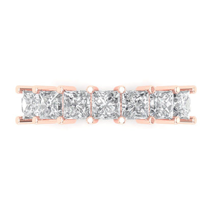 1.75 cttw Simulated Diamond Princess Cut Rose Gold Eternity Wedding Band