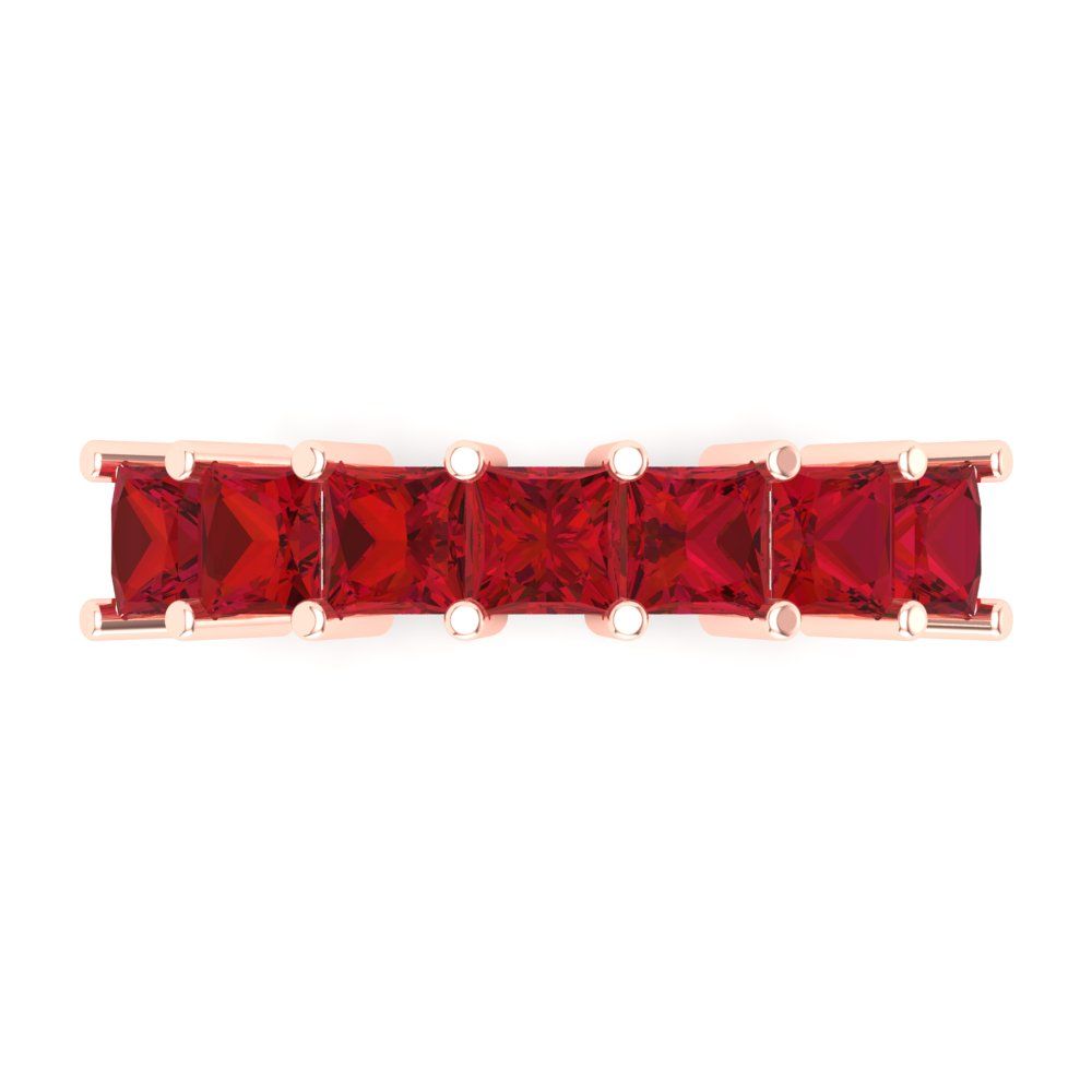 1.75 cttw Simulated Pink Tourmaline Princess Cut Rose Gold Eternity Wedding Band