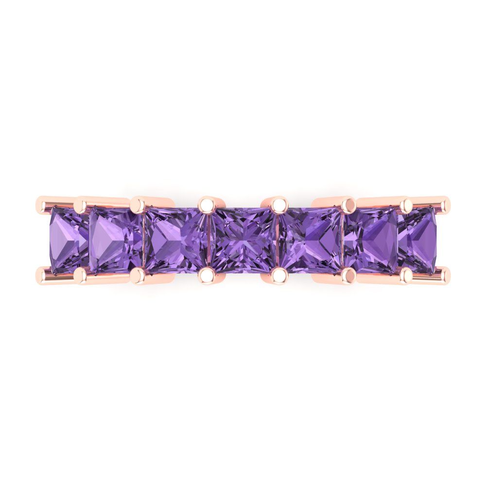 1.75 cttw Simulated Alexandrite Princess Cut Rose Gold Eternity Wedding Band