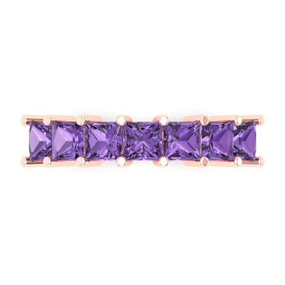 1.75 cttw Simulated Alexandrite Princess Cut Rose Gold Eternity Wedding Band