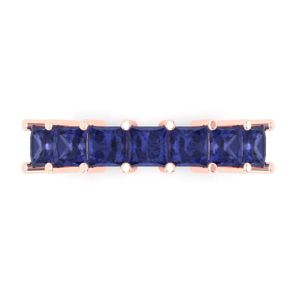 1.75 cttw Simulated Tanzanite Princess Cut Rose Gold Eternity Wedding Band