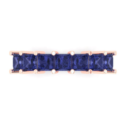 1.75 cttw Simulated Tanzanite Princess Cut Rose Gold Eternity Wedding Band