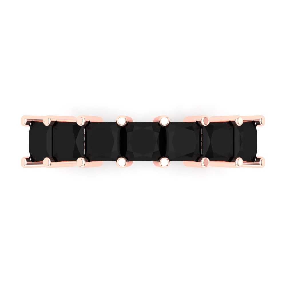 1.75 cttw Natural Onyx Princess Cut Rose Gold Eternity Wedding Band
