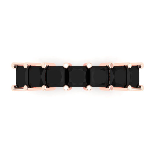 1.75 cttw Natural Onyx Princess Cut Rose Gold Eternity Wedding Band
