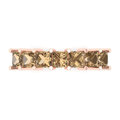 1.75 cttw Simulated Champagne Diamond Princess Cut Rose Gold Eternity Wedding Band