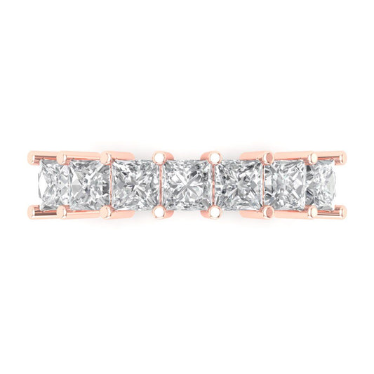 1.75 cttw Moissanite Princess Cut Rose Gold Eternity Wedding Band
