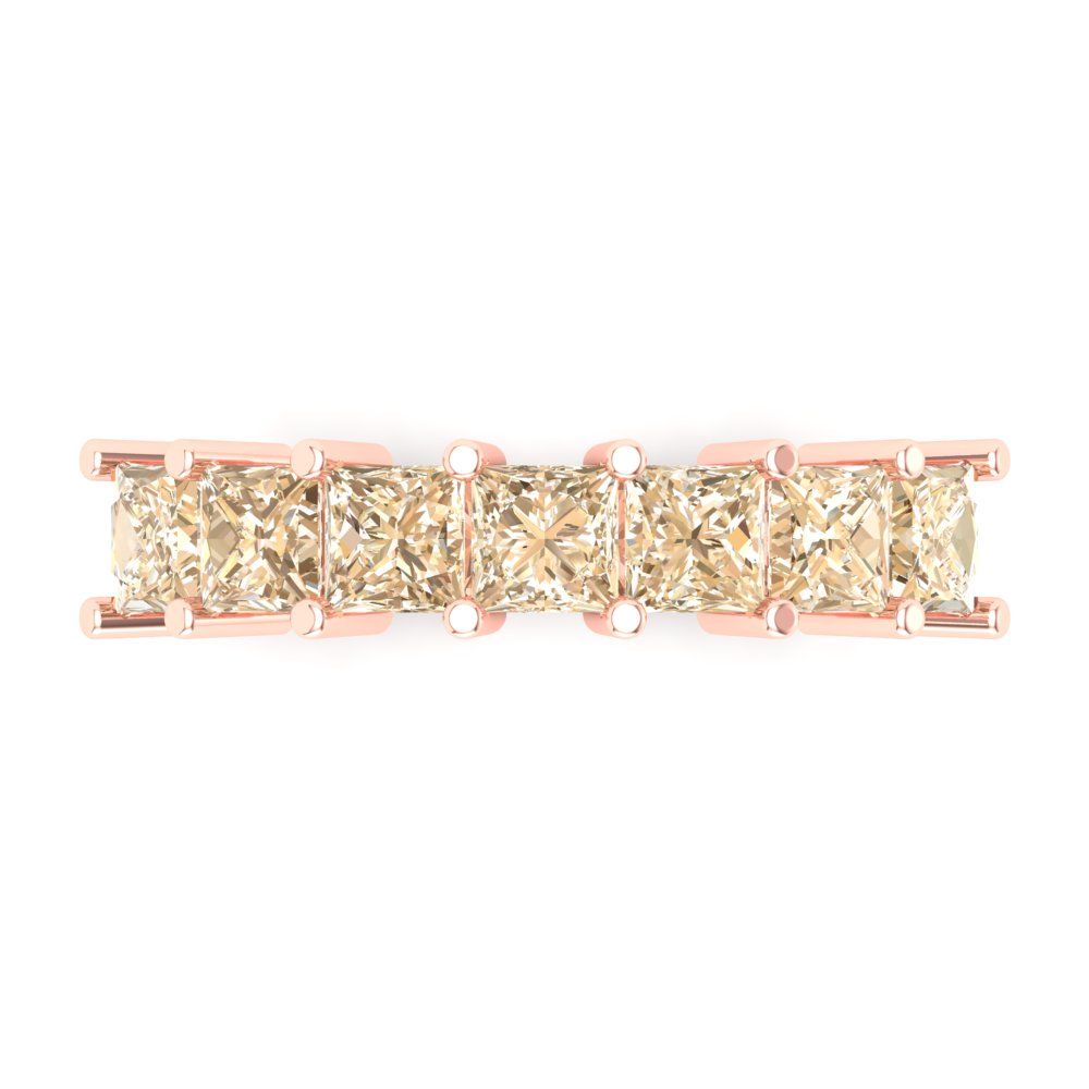 1.75 cttw Natural Morganite Princess Cut Rose Gold Eternity Wedding Band