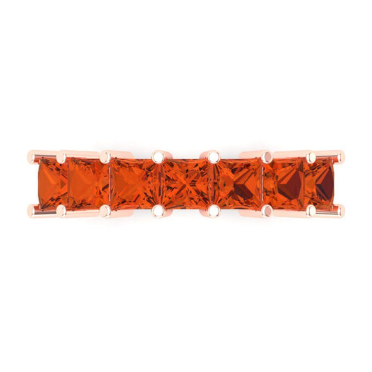 1.75 cttw Simulated Red Diamond Princess Cut Rose Gold Eternity Wedding Band