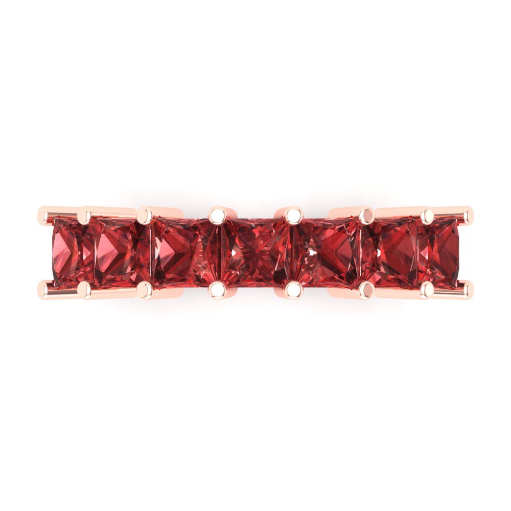 1.75 cttw Natural Garnet Princess Cut Rose Gold Eternity Wedding Band