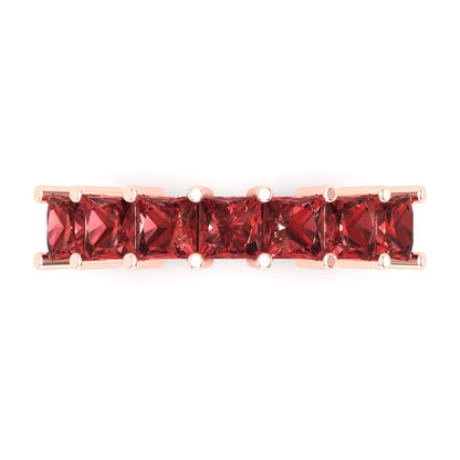 1.75 cttw Natural Garnet Princess Cut Rose Gold Eternity Wedding Band