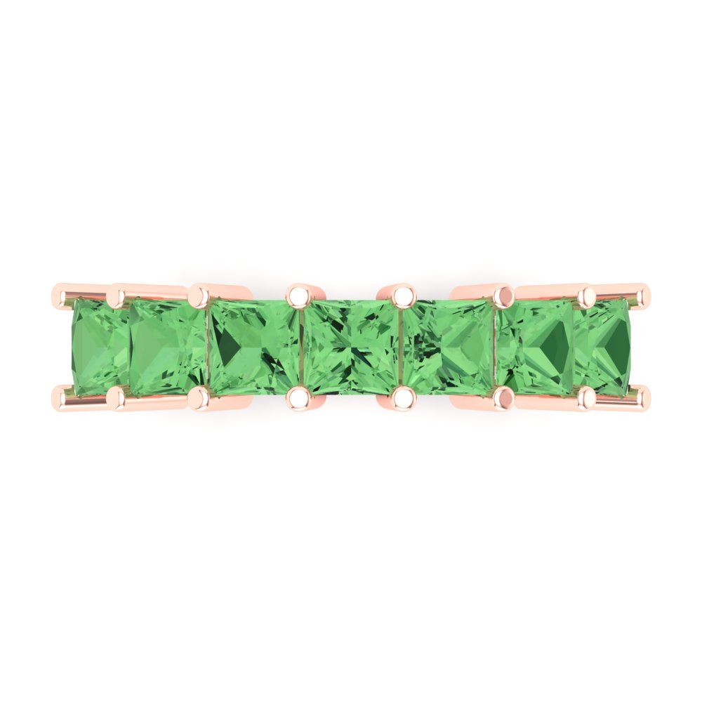 1.75 cttw Simulated Green Diamond Princess Cut Rose Gold Eternity Wedding Band