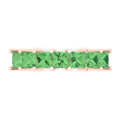 1.75 cttw Simulated Green Diamond Princess Cut Rose Gold Eternity Wedding Band