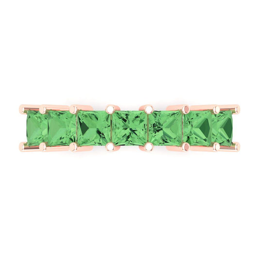 1.75 cttw Simulated Green Diamond Princess Cut Rose Gold Eternity Wedding Band