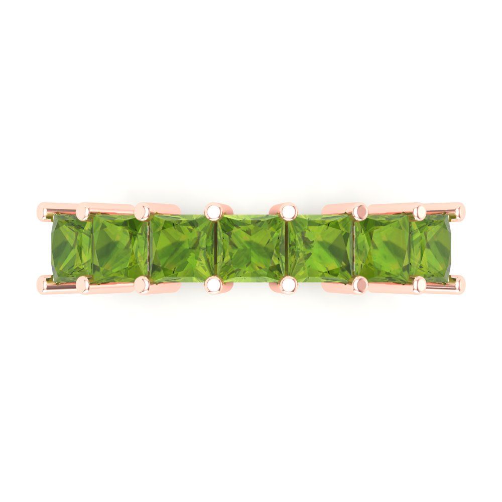1.75 cttw Natural Peridot Princess Cut Rose Gold Eternity Wedding Band