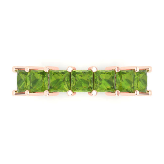 1.75 cttw Natural Peridot Princess Cut Rose Gold Eternity Wedding Band