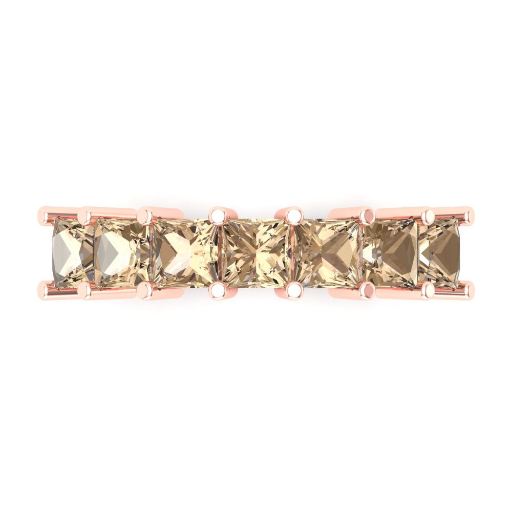 1.75 cttw Yellow Moissanite Princess Cut Rose Gold Eternity Wedding Band