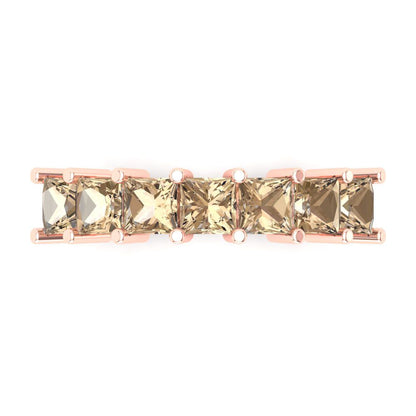 1.75 cttw Yellow Moissanite Princess Cut Rose Gold Eternity Wedding Band