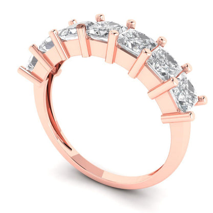 1.75 cttw Simulated Diamond Princess Cut Rose Gold Eternity Wedding Band
