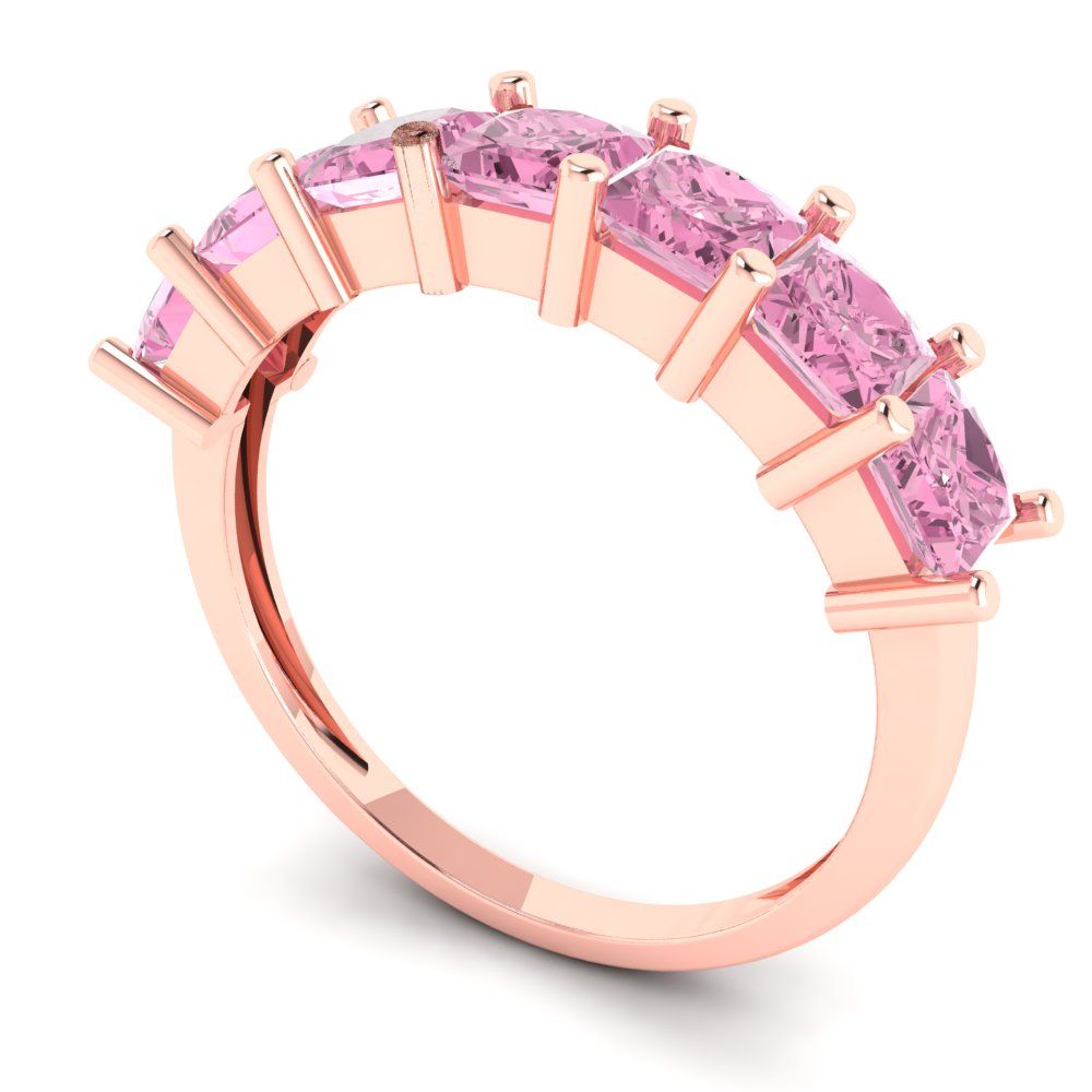 1.75 cttw Simulated Pink Diamond Princess Cut Rose Gold Eternity Wedding Band