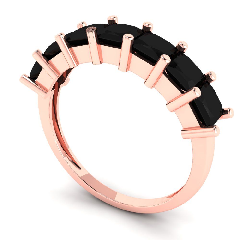 1.75 cttw Natural Onyx Princess Cut Rose Gold Eternity Wedding Band