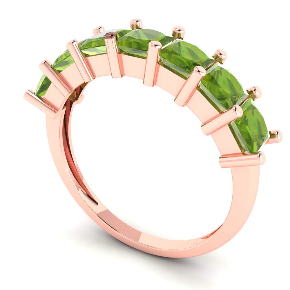1.75 cttw Natural Peridot Princess Cut Rose Gold Eternity Wedding Band