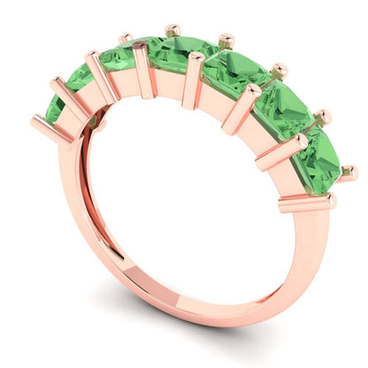 1.75 cttw Simulated Green Diamond Princess Cut Rose Gold Eternity Wedding Band