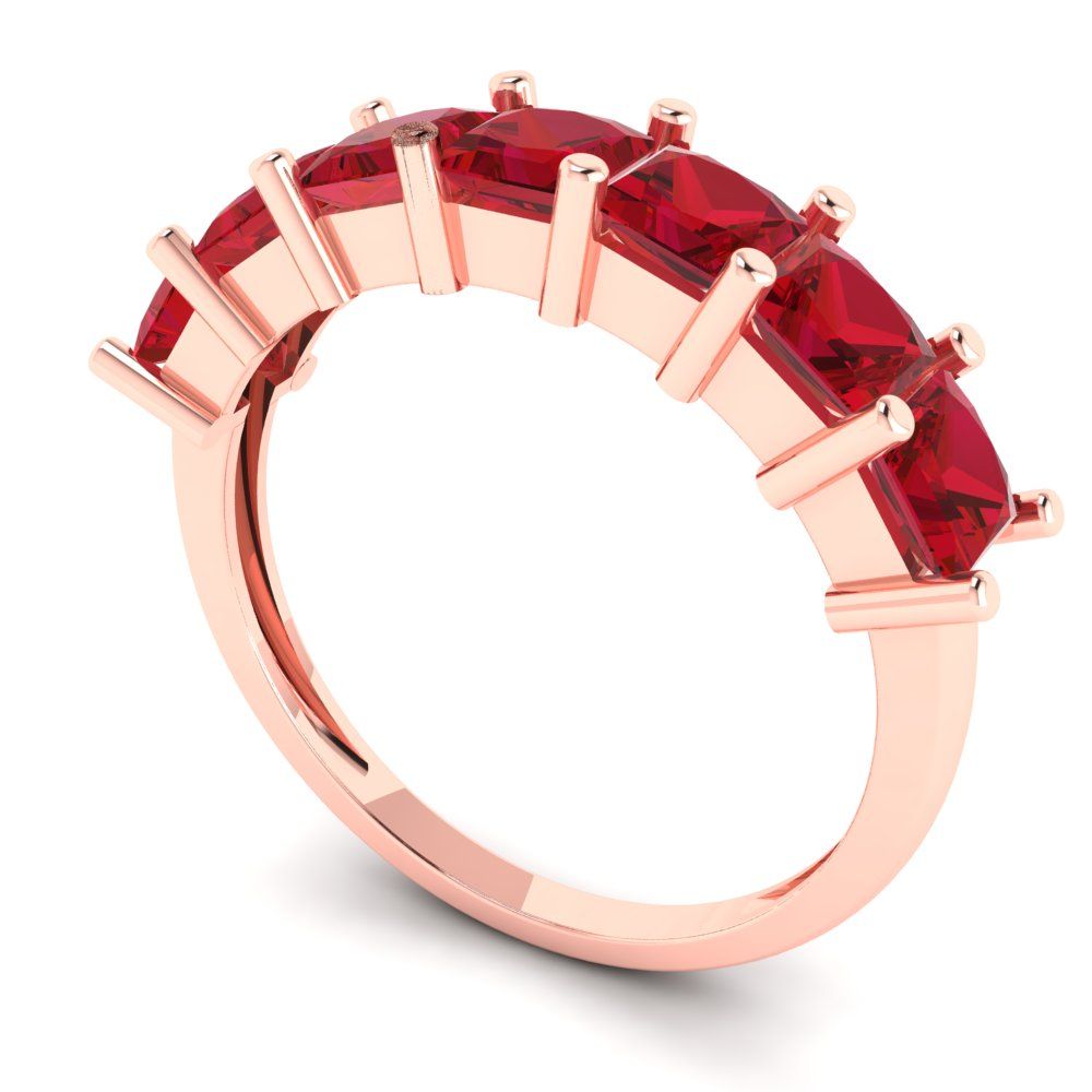 1.75 cttw Simulated Ruby Princess Cut Rose Gold Eternity Wedding Band