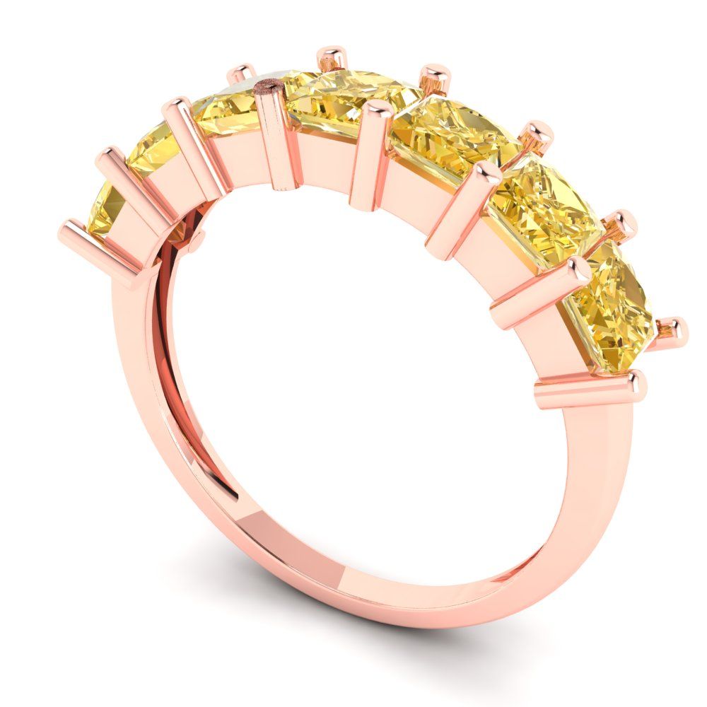 1.75 cttw Natural Citrine Princess Cut Rose Gold Eternity Wedding Band